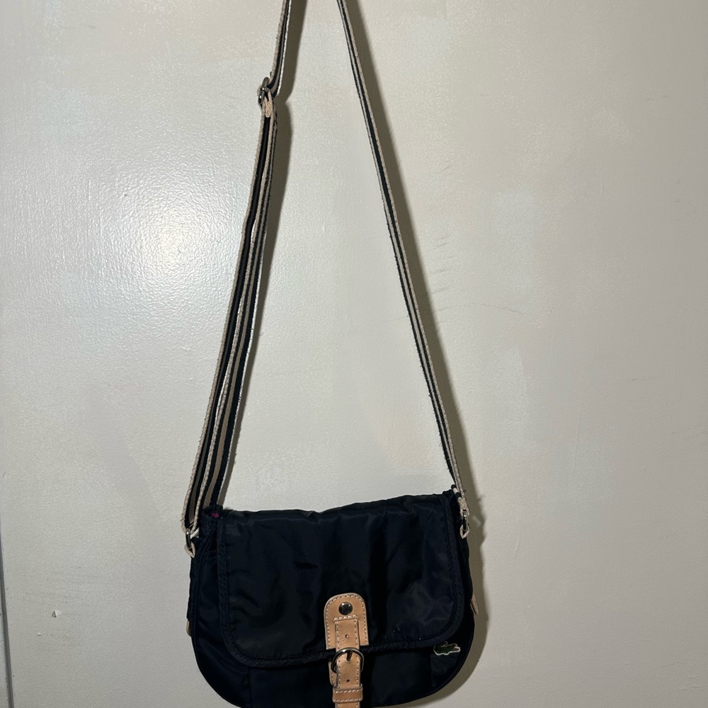 Lacoste Black and Tan Crossbody Bag